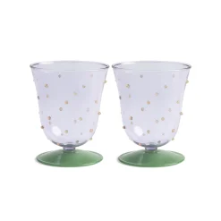 &Klevering Tableware Brands^Set of 2 Purple Dotted Water Glasses, 200ml