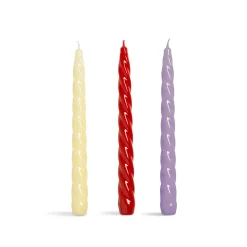 &Klevering Table Setting|Tableware Brands^Set of 3 Red and Purple Twisted Candles