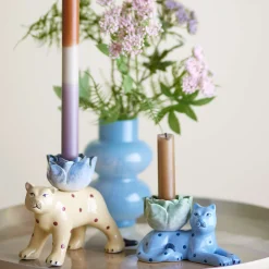 Bloomingville Tableware Brands|Table Setting^Set of 2 Rory Blue Stoneware Candle Holder