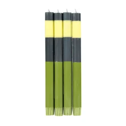 British Colour Standard Tableware Brands|Table Setting^Set of 4 Striped Colourblock Dinner Candles