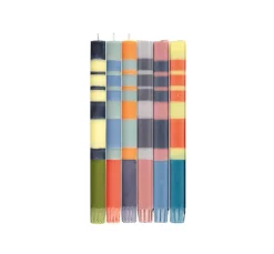 British Colour Standard Made In The Uk|Table Setting^Set of 6 Striped Dinner Candles - Warm Tones, Multicolour