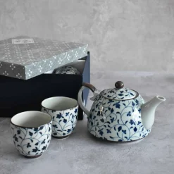 Kiji Stoneware & Ceramics Tableware Brands|Japanese Ingredients^Shizen Blue Japanese Teapot & Teacup Set