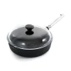 Skeppshult Pots & Pans^Professional Cast Iron & Stainless Steel Saute Pan with Glass Lid, 25cm