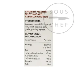 Delicioso Spanish Ingredients|Charcuterie^Smoked Asturian Cooking Chorizo Picante, 250g
