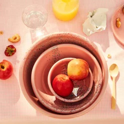 Kapka Enamel Middle Eastern Ingredients|Picnicware^Splatter Fest Enamel Bowl, Pink