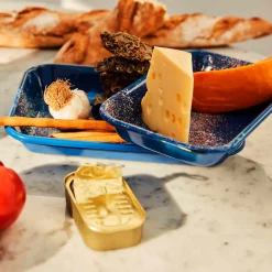 Kapka Enamel Middle Eastern Ingredients|Baking Supplies & Equipment^Splatter Fest Enamel Roasting and Serving Dish, Cobalt Blue