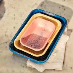 Kapka Enamel Middle Eastern Ingredients|Baking Supplies & Equipment^Splatter Fest Enamel Roasting and Serving Dish, Cobalt Blue