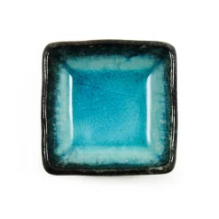 Kiji Stoneware & Ceramics Tableware Brands|Japanese Ingredients^Square Turquoise Dipping Bowl, 7cm