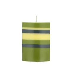 British Colour Standard Table Setting|Tableware Brands^Striped Pillar Candle, Olive & Navy, 10cm