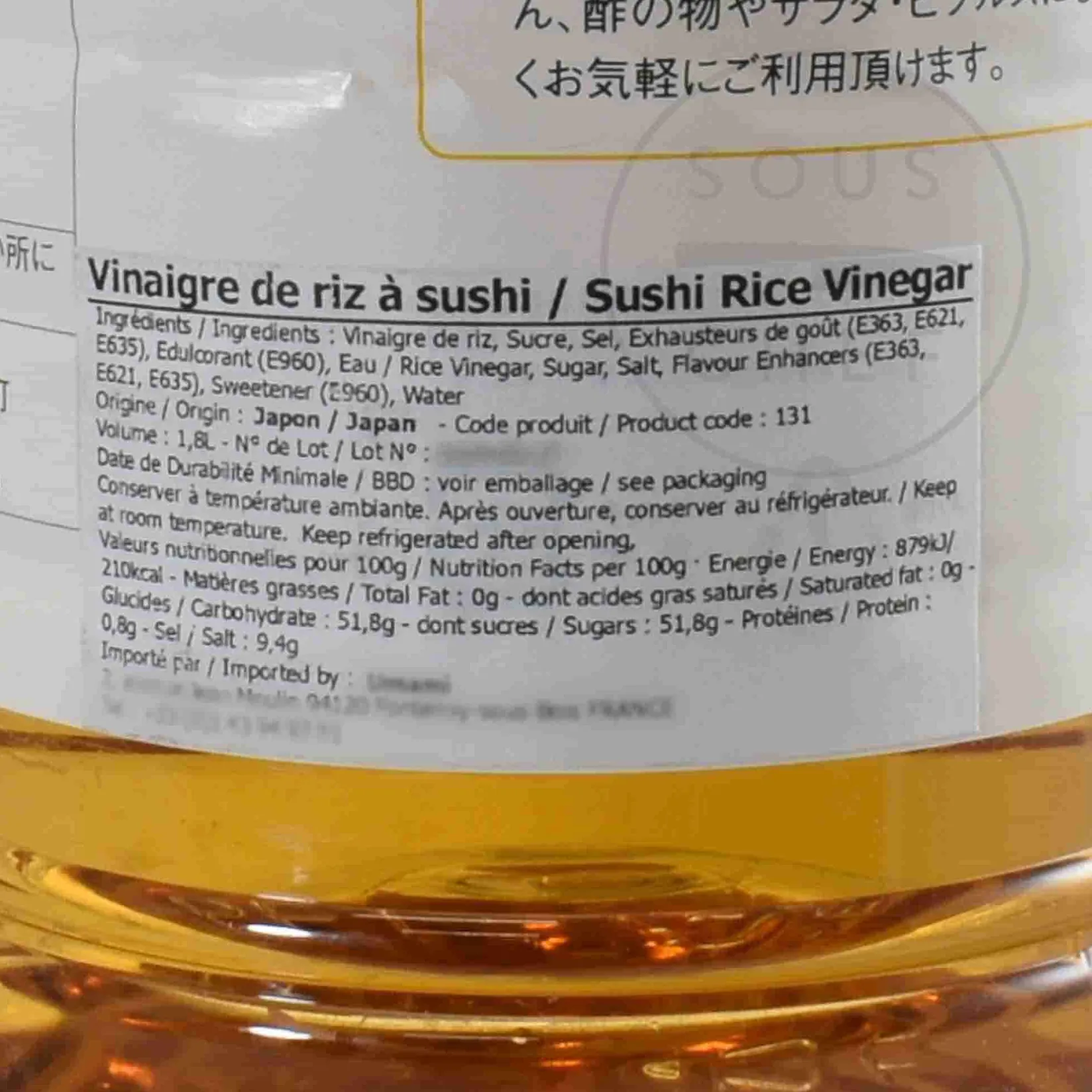 Sennari Ingredients Brands|Oil, Vinegar & Dressings^Sushi Rice Vinegar 1.8L