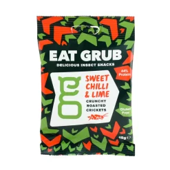 Eat Grub Ingredients Brands|Made In The Uk^Sweet Chilli & Lime Crunchy Roasted Crickets, 15g