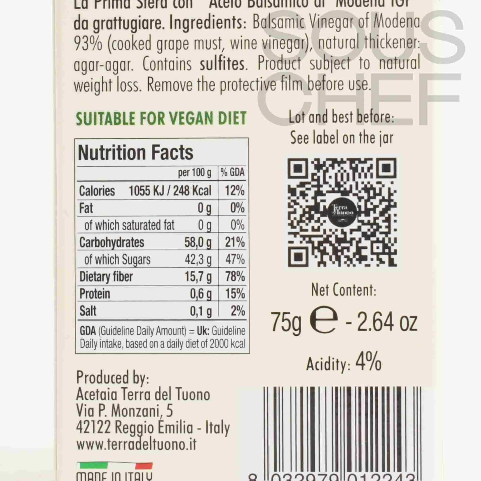Terra Del Tuono Ingredients Brands|Oil, Vinegar & Dressings^The First Sphere with Balsamic Vinegar Of Modena, 75g