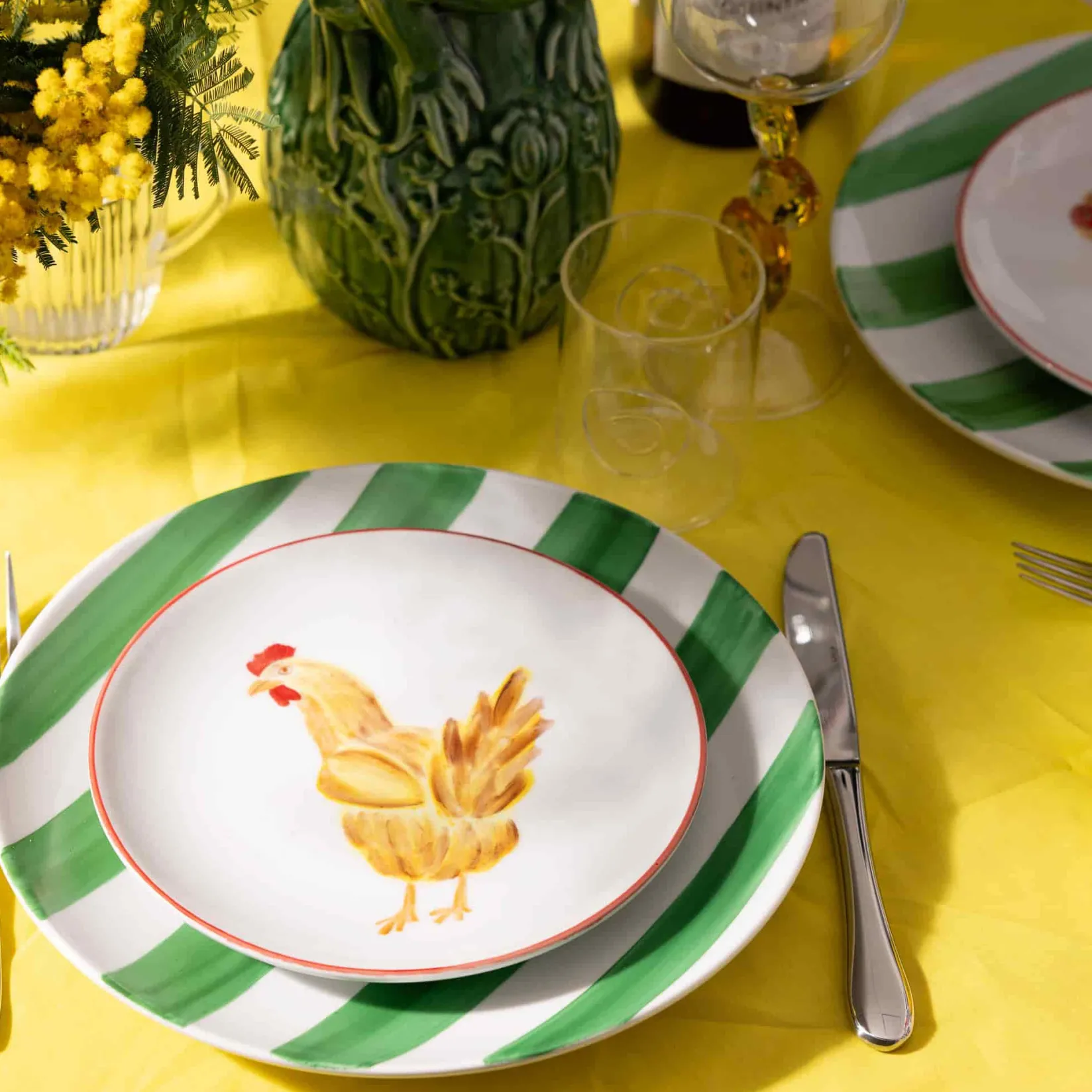 The Platera Tableware Brands|Plates^Green Stripe Porcelain Dinner Plate, 27.5cm