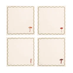 The Platera Table Setting|Kitchen Textiles & Clothing^Set of 4 Mushroom Design Linen Napkins