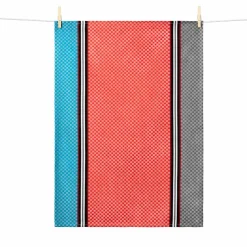 Tissage Moutet Kitchen Textiles & Clothing^Blue & Coral French Jacquard Tea Towel