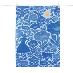 Tissage Moutet Kitchen Textiles & Clothing^Blue Garden Embroidered French Jacquard Tea Towel