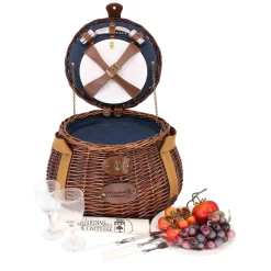 Les Jardin de la Comtesse Picnicware|Disposable Tableware^Tuileries Navy Picnic Basket, 2 Person