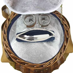 Les Jardin de la Comtesse Picnicware|Disposable Tableware^Tuileries Navy Picnic Basket, 2 Person