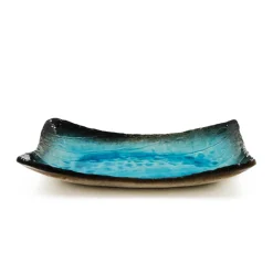 Kiji Stoneware & Ceramics Japanese Ingredients|Serveware^Turquoise Crackle Glaze Platter