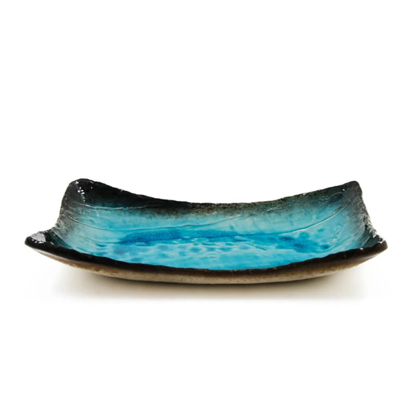 Kiji Stoneware & Ceramics Japanese Ingredients|Serveware^Turquoise Crackle Glaze Platter