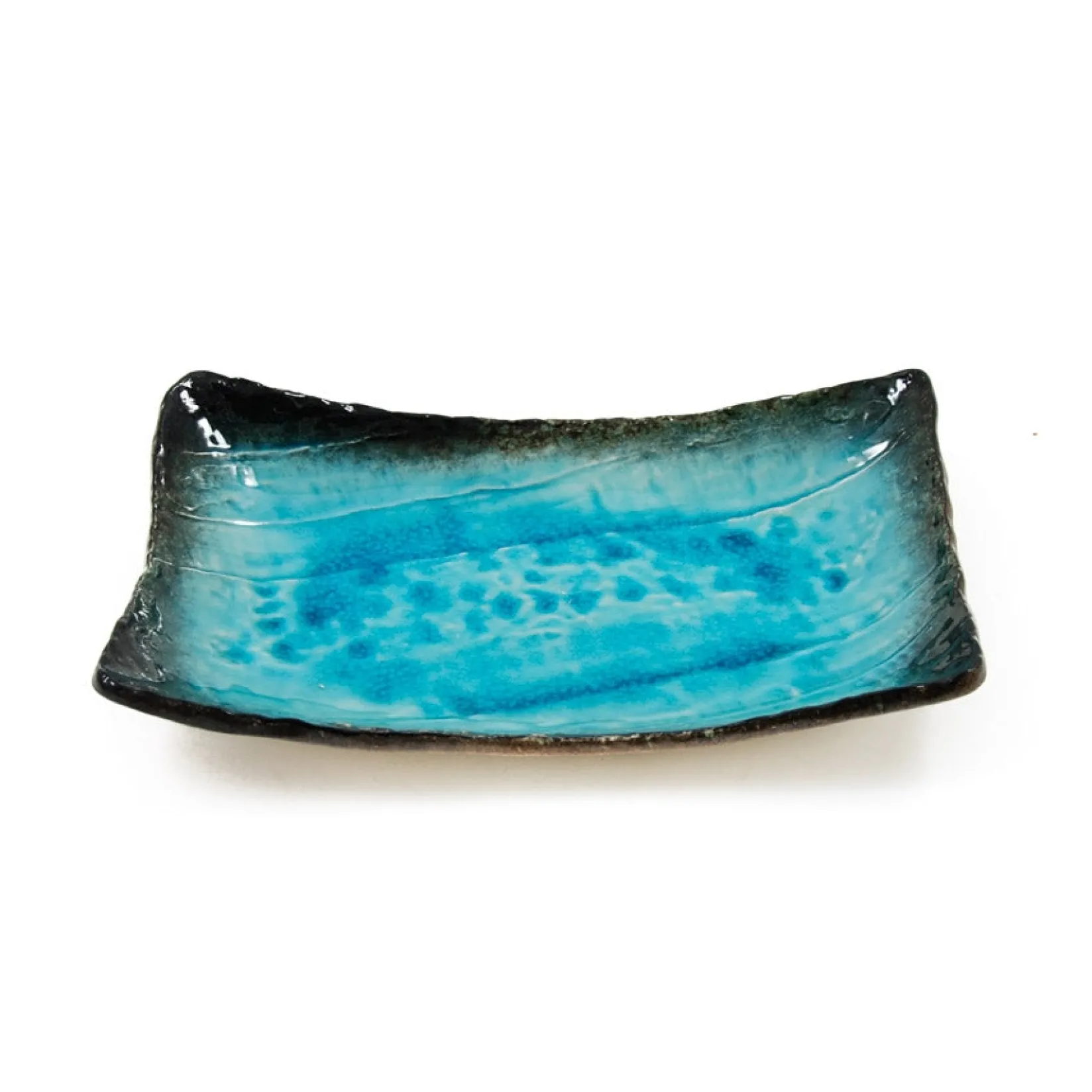 Kiji Stoneware & Ceramics Japanese Ingredients|Serveware^Turquoise Crackle Glaze Platter