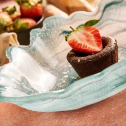 Turkish Tableware Tableware Brands|Crockery & Dinnerware^Turquoise Marble Glass Serving Bowl, 40x30cm