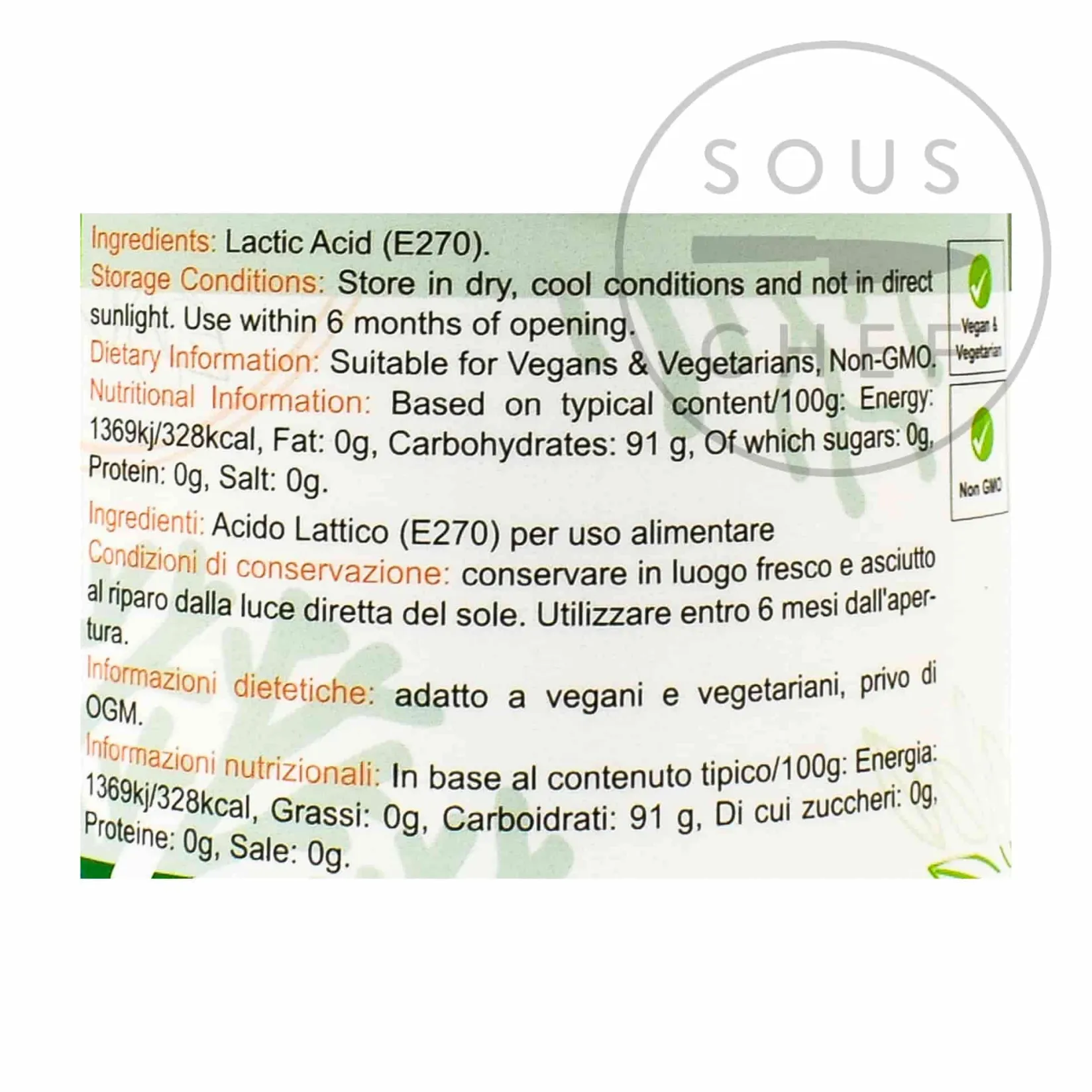 Special Ingredients Ingredients Brands|Baking Ingredients^Vegan Lactic Acid Powder, 100g