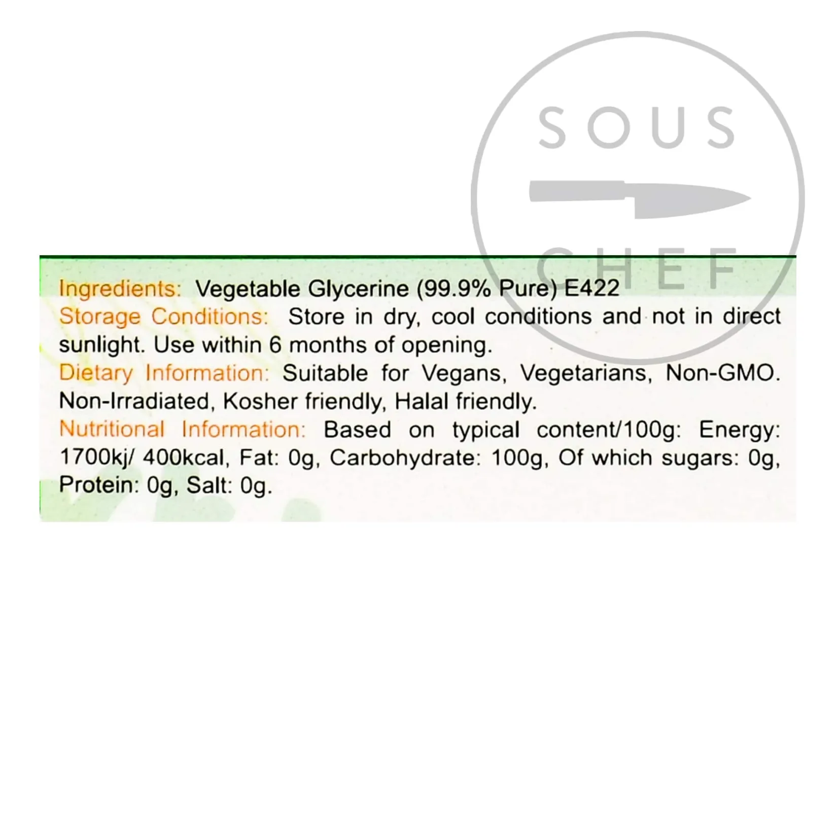 Special Ingredients Ingredients Brands|Baking Ingredients^Vegetable Glycerine, 1 Litre