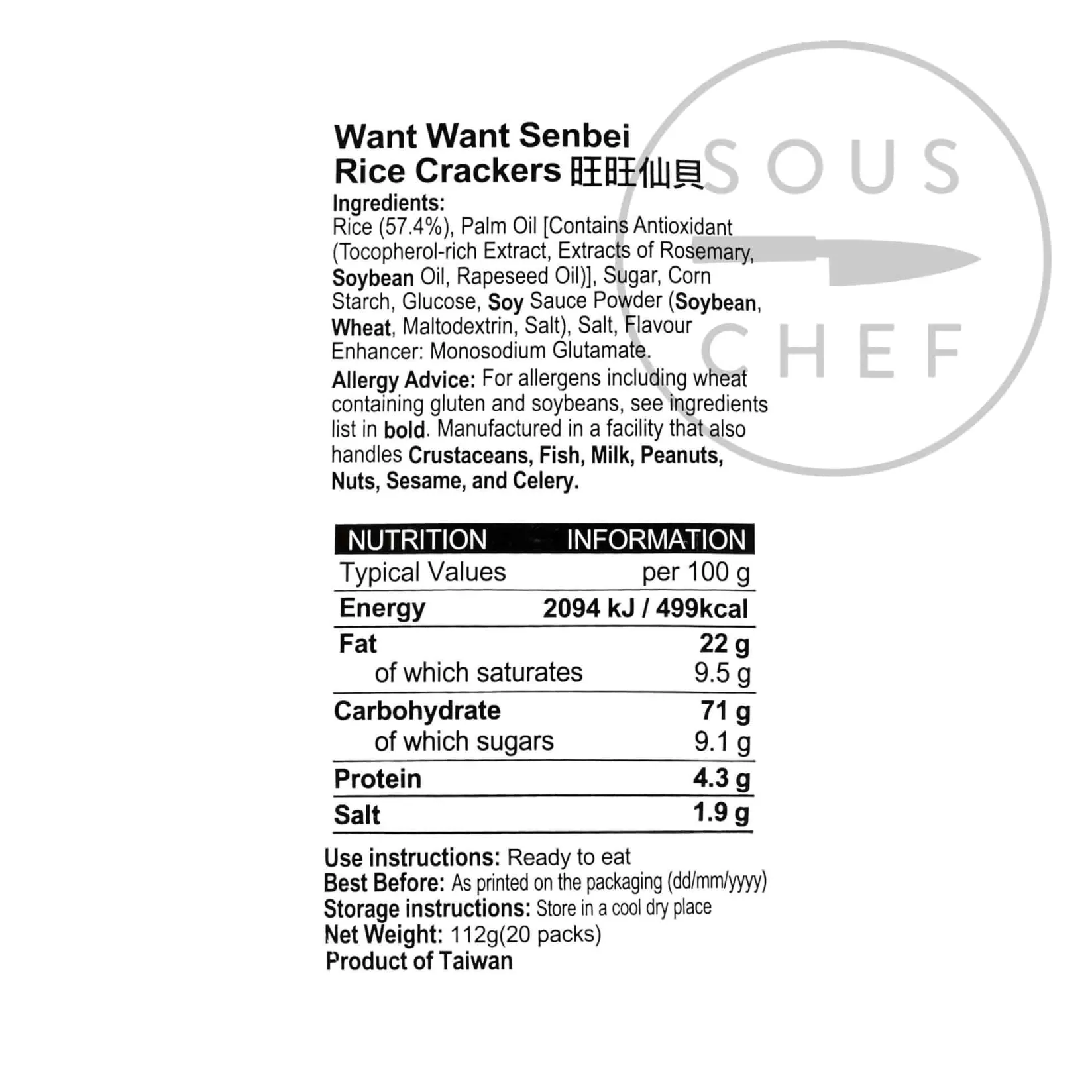 Want Want Korean Ingredients|Snacks^Senbei Rice Crackers, 112g