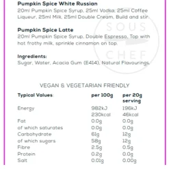William Fox Ingredients Brands|Made In The Uk^Premium Pumpkin Spice Syrup, 750ml
