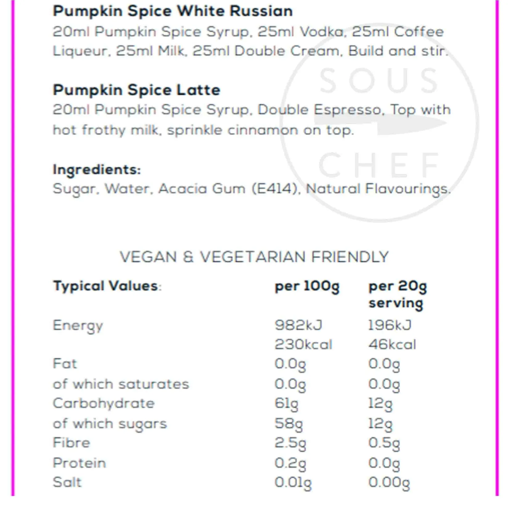 William Fox Ingredients Brands|Made In The Uk^Premium Pumpkin Spice Syrup, 750ml