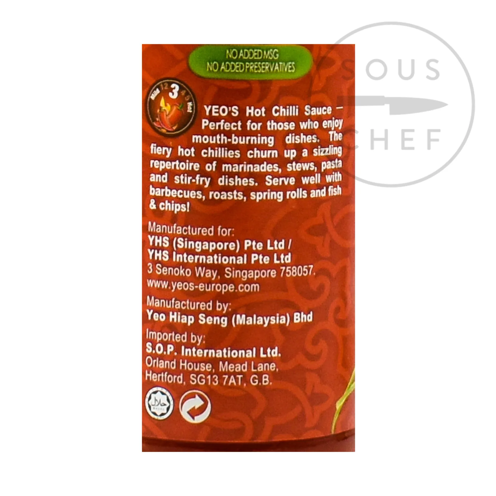 Yeo's Ingredients Brands|Southeast Asian Ingredients^Hot Chilli Sauce, 300ml