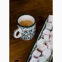 El Boyali Seramikler Tableware Brands^Yesil Ve Beyaz Boyali Coffee Cup, 140ml