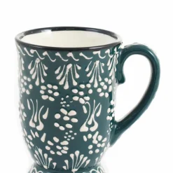 El Boyali Seramikler Tableware Brands^Yesil Ve Beyaz Boyali Mug with Foot, 300ml