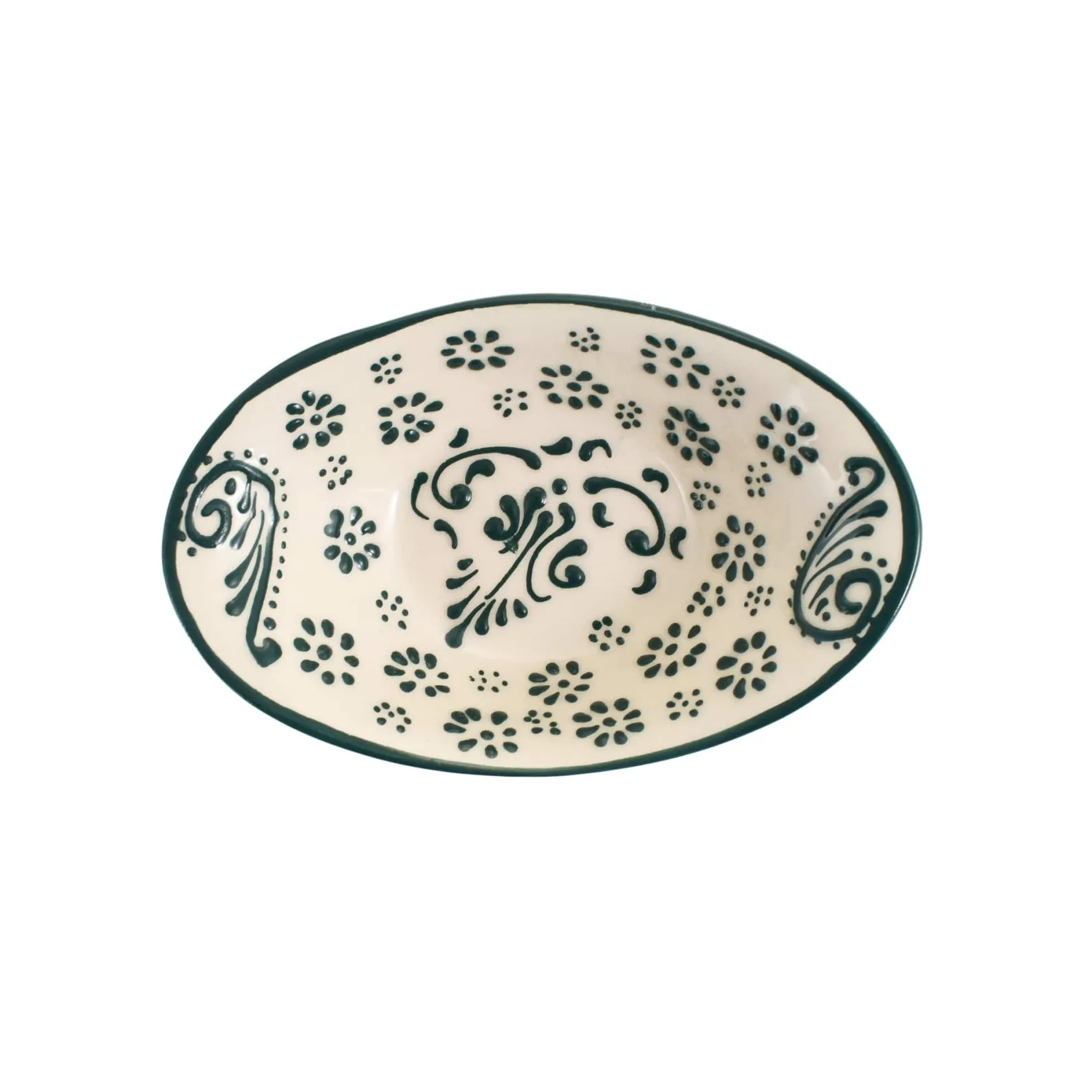 El Boyali Seramikler Tableware Brands|Crockery & Dinnerware^Yesil Ve Beyaz Boyali Oval Bowl, 16cm