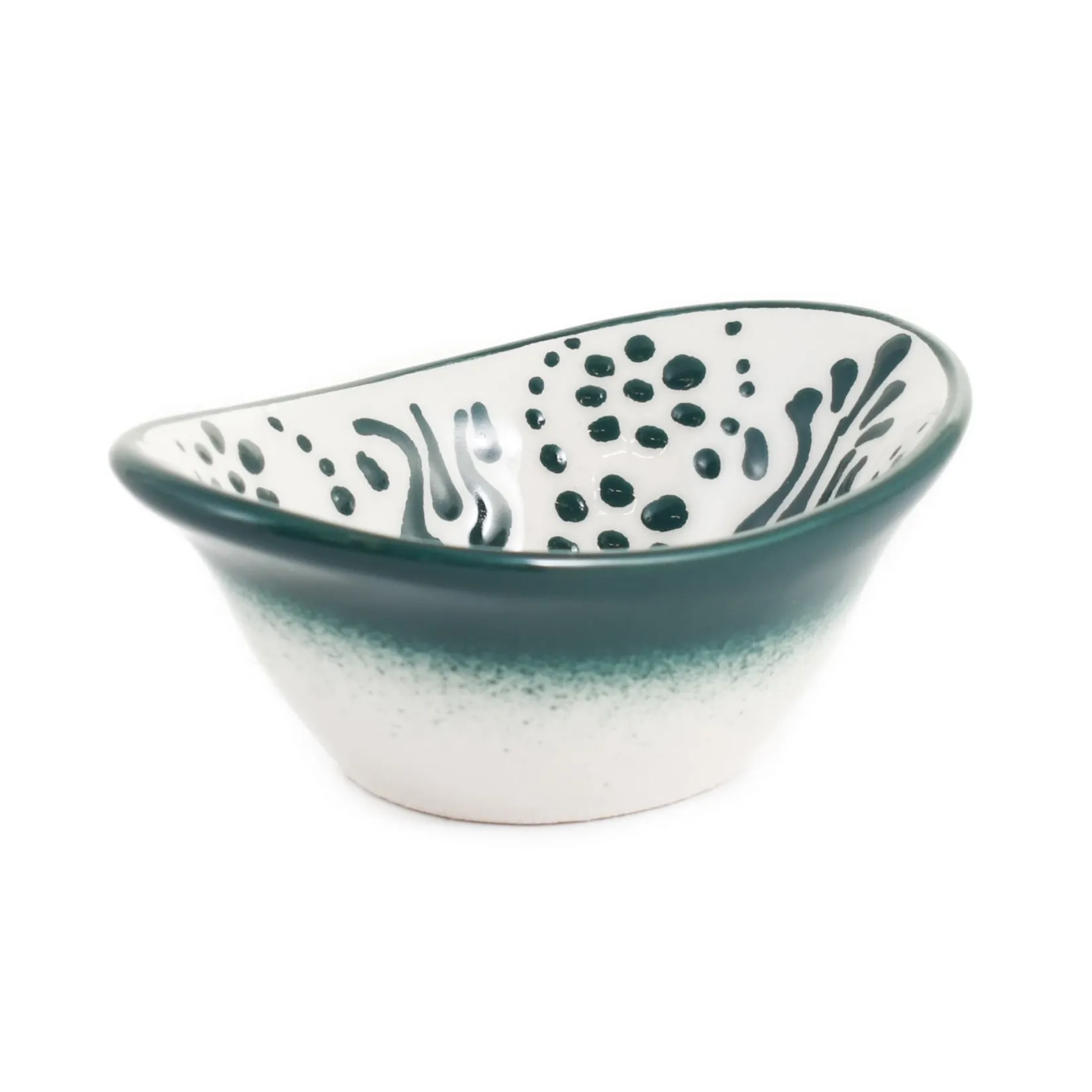 El Boyali Seramikler Tableware Brands|Crockery & Dinnerware^Yesil Ve Beyaz Boyali Oval Bowl, 10.5cm