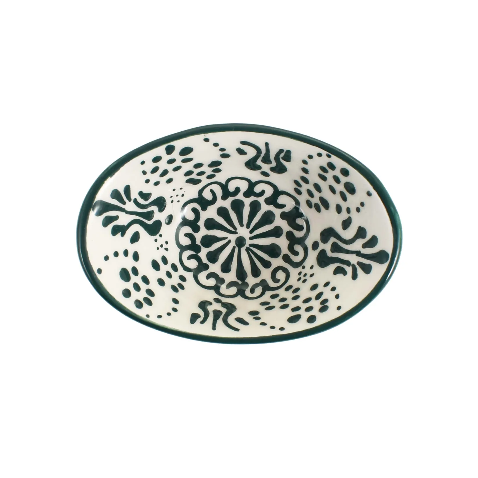 El Boyali Seramikler Tableware Brands|Crockery & Dinnerware^Yesil Ve Beyaz Boyali Oval Bowl, 10.5cm