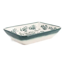 El Boyali Seramikler Tableware Brands^Yesil Ve Beyaz Boyali Rectangular Serving Dish, 18x13cm