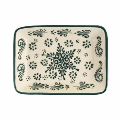 El Boyali Seramikler Tableware Brands^Yesil Ve Beyaz Boyali Rectangular Serving Dish, 18x13cm