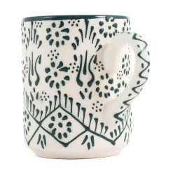El Boyali Seramikler Tableware Brands^Yesil Ve Beyaz Boyali Straight Mug, 325ml