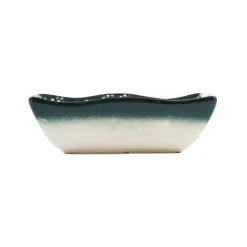 El Boyali Seramikler Tableware Brands^Yesil Ve Beyaz Boyali Wavy Edge Snack Dish, 13.5cm