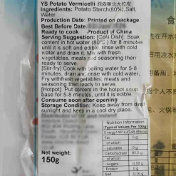 Yuansen Ingredients Brands|Chinese Ingredients^Da La Pi Potato Vermicelli Noodles, 150g
